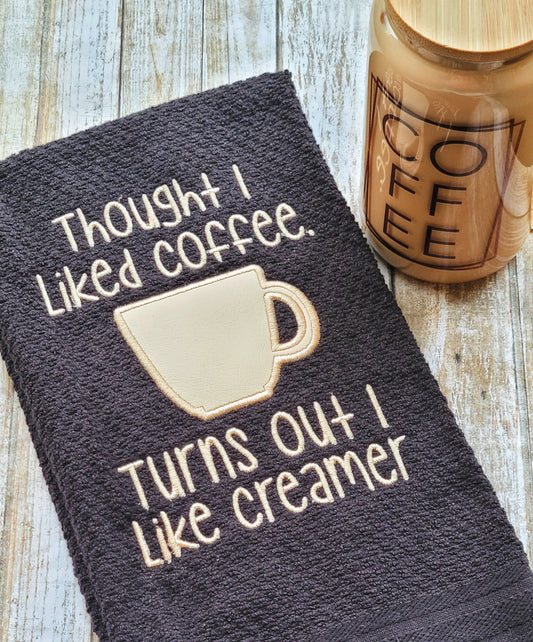 Coffee/Creamer Embroidered Kitchen Towel