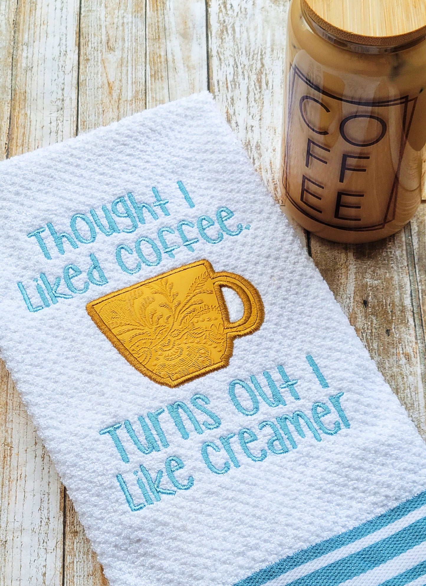Coffee/Creamer Embroidered Kitchen Towel