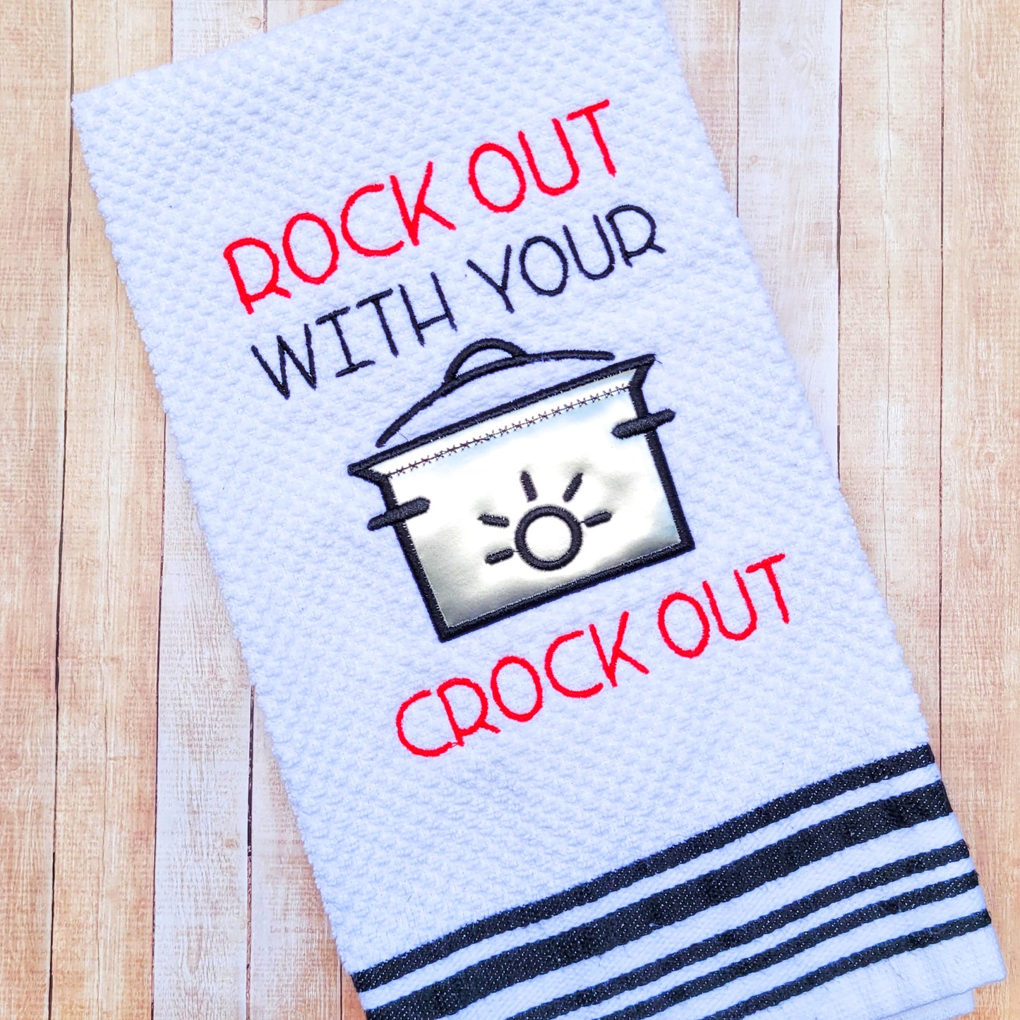 Embroidered Crock Kitchen Towel