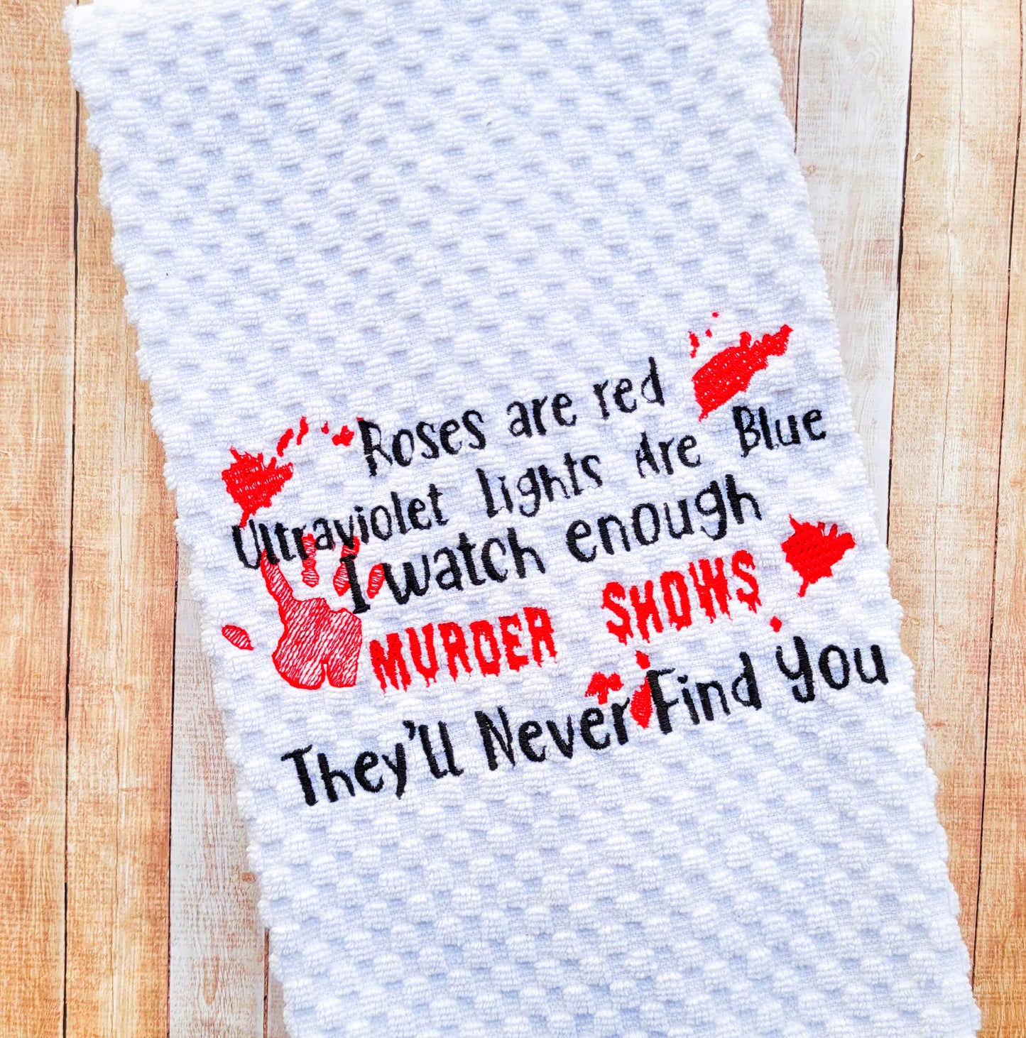 Embroidered Roses are Red Kitchen Towel