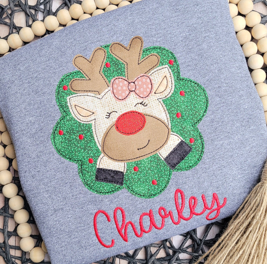Reindeer Wreath Applique Sweatshirt